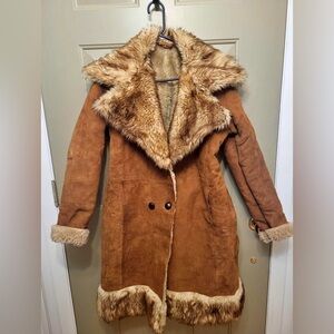 Genuine suede and fur winter coat